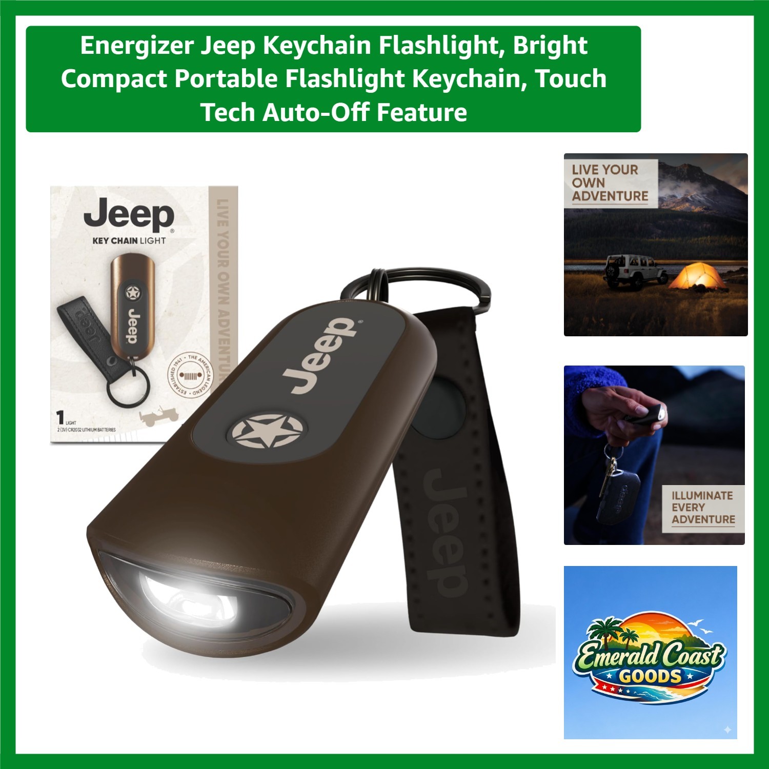 Durable Jeep Keychain LED Flashlight with Touch Tech Control - Gift Ready