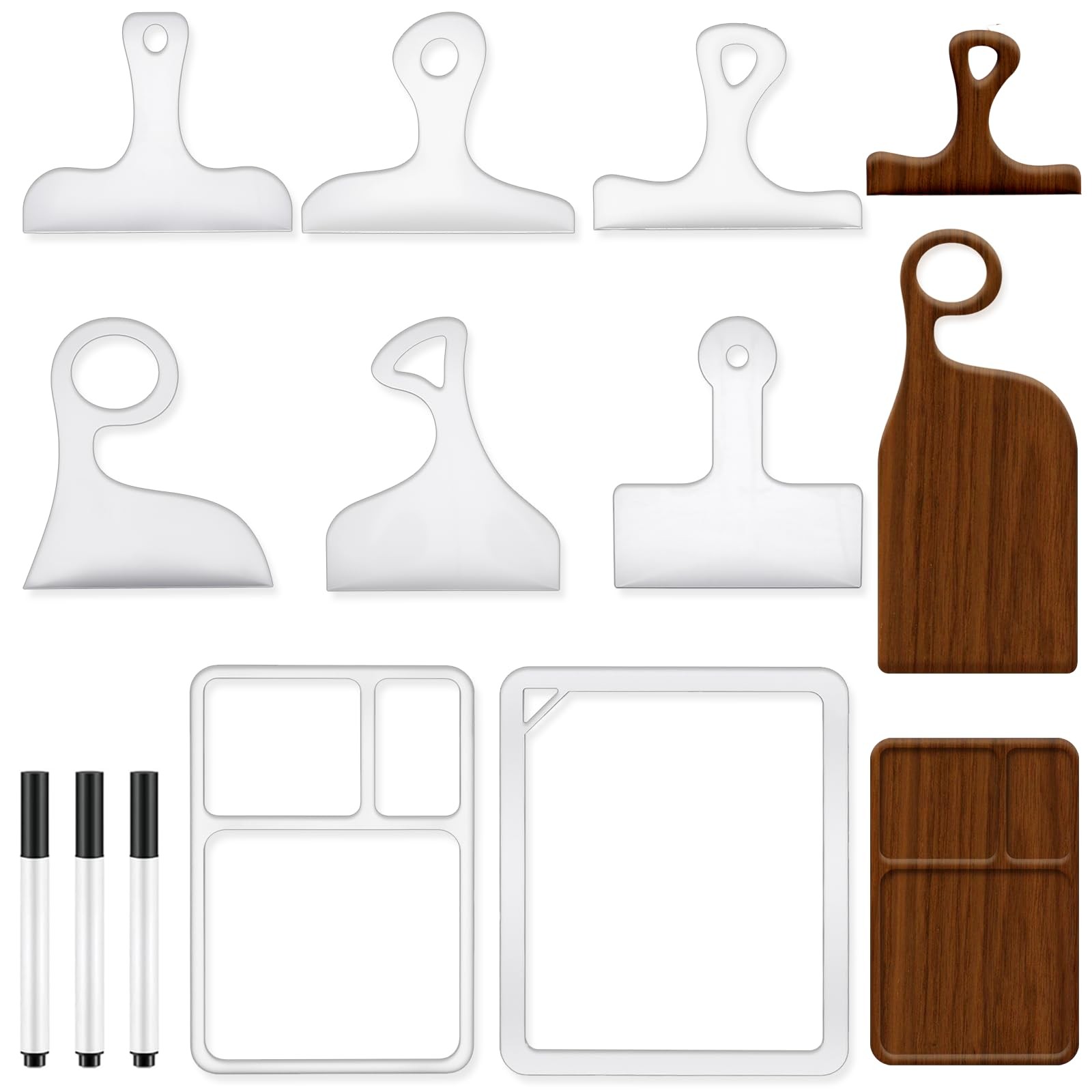 8PCS Acrylic Router Templates for Woodworking,6 Clear Charcuterie Board Templ...