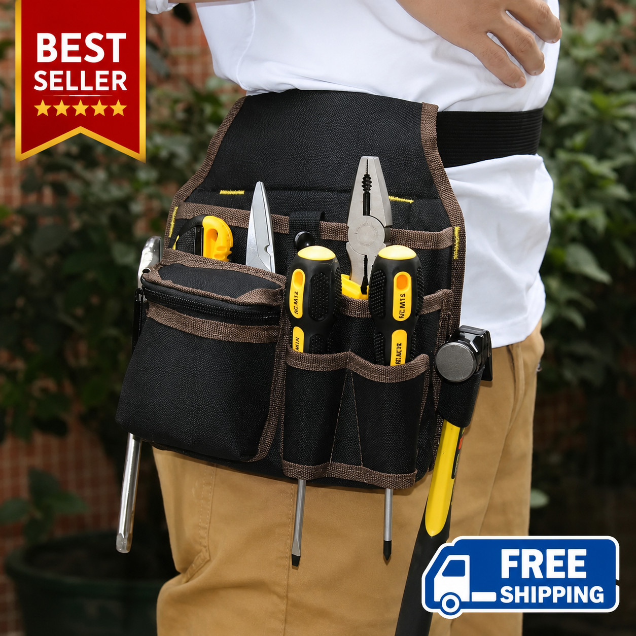 Electrician Waist Pocket Belt Tool Pouch Bag, Hardware Toolkit Work Organizer