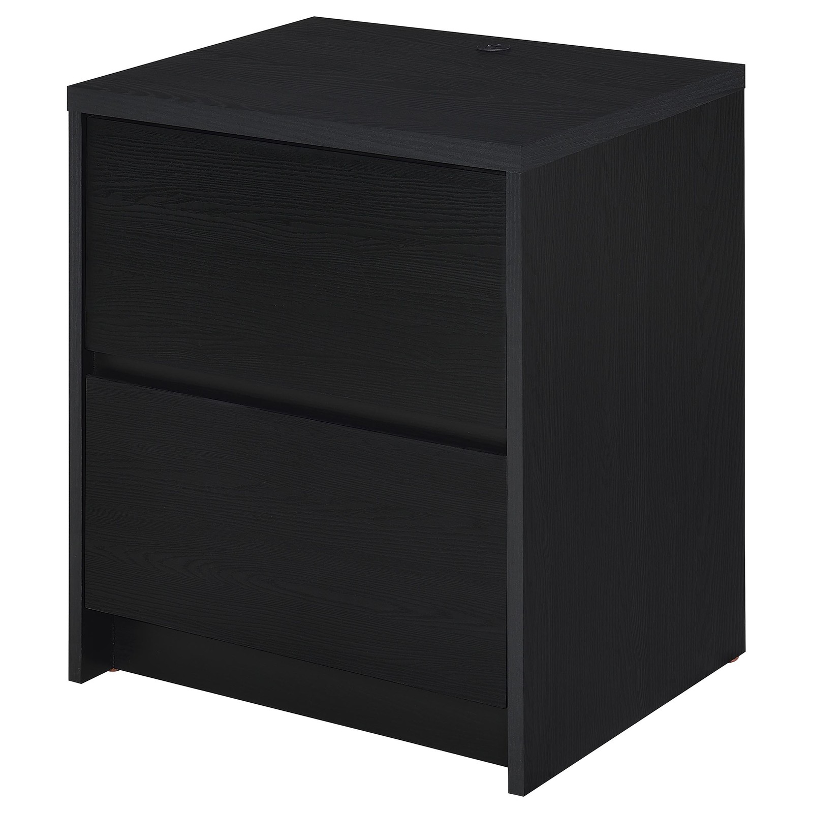Geary Black 2-drawer Nightstand LED Lights and USB