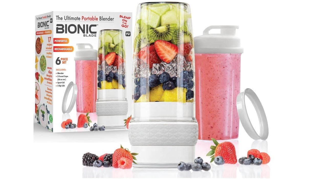 Bionic Blade Portable Blender 16.5-oz with Extra Shaker and Lid, Cordless