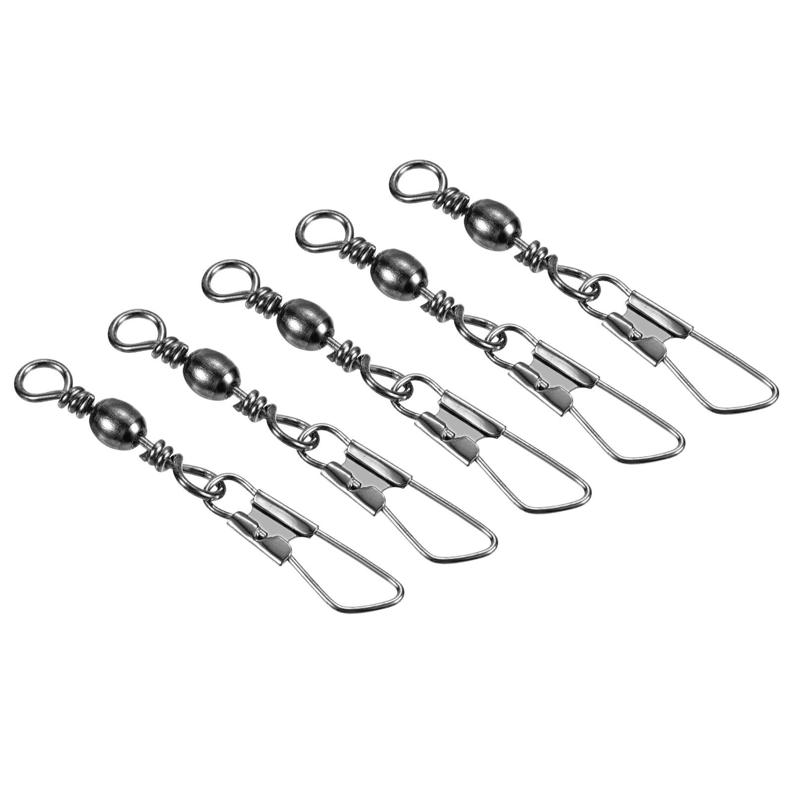 Fishing Barrel Swivel with Safety Snap, 50Pcs 22lb Carbon Steel, Black