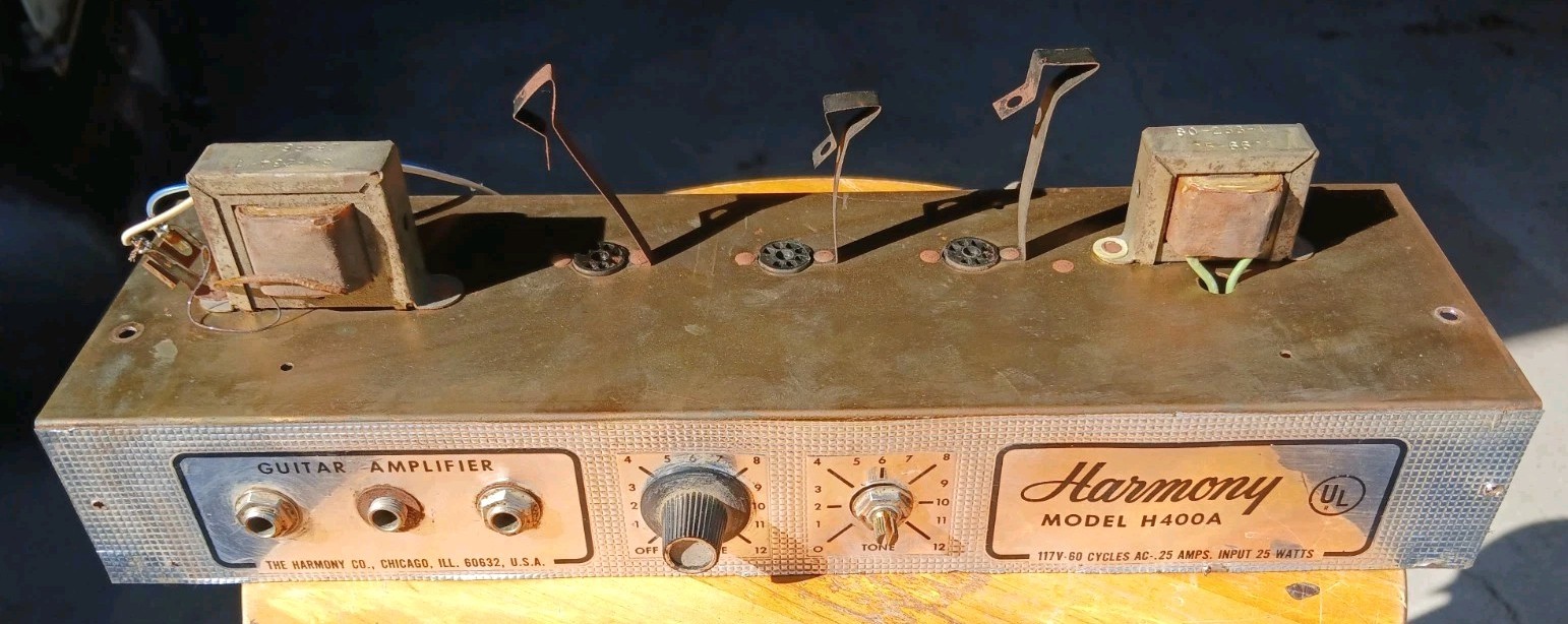 Tube Amp Chassis Harmony From Model H400A Guitar Amp (No Tubes) Vintage
