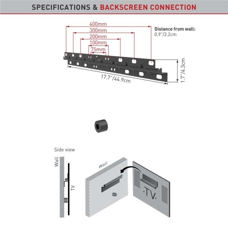 Fixed TV wall mount BARKAN E304 (13"-60") E304+