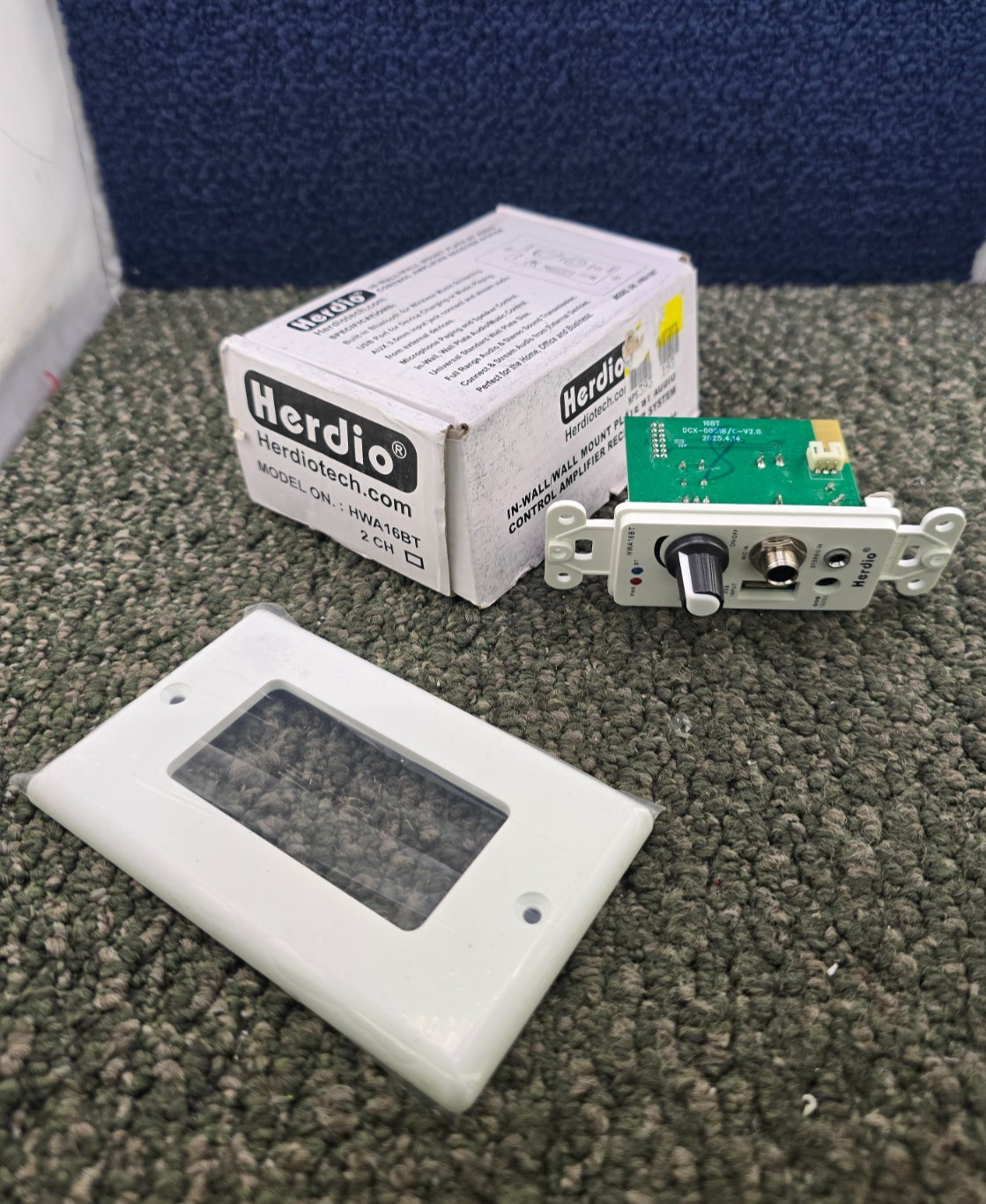 Herdio HWA16BT: In Wall Audio Control Amplifier Receiver 2 Channel Wall Plate
