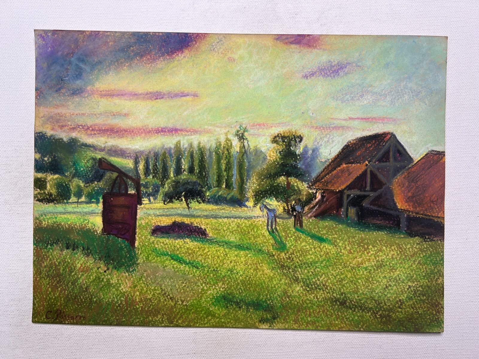 Camille Pissarro Drawing on paper (Handmade) signed and stamped mixed media.