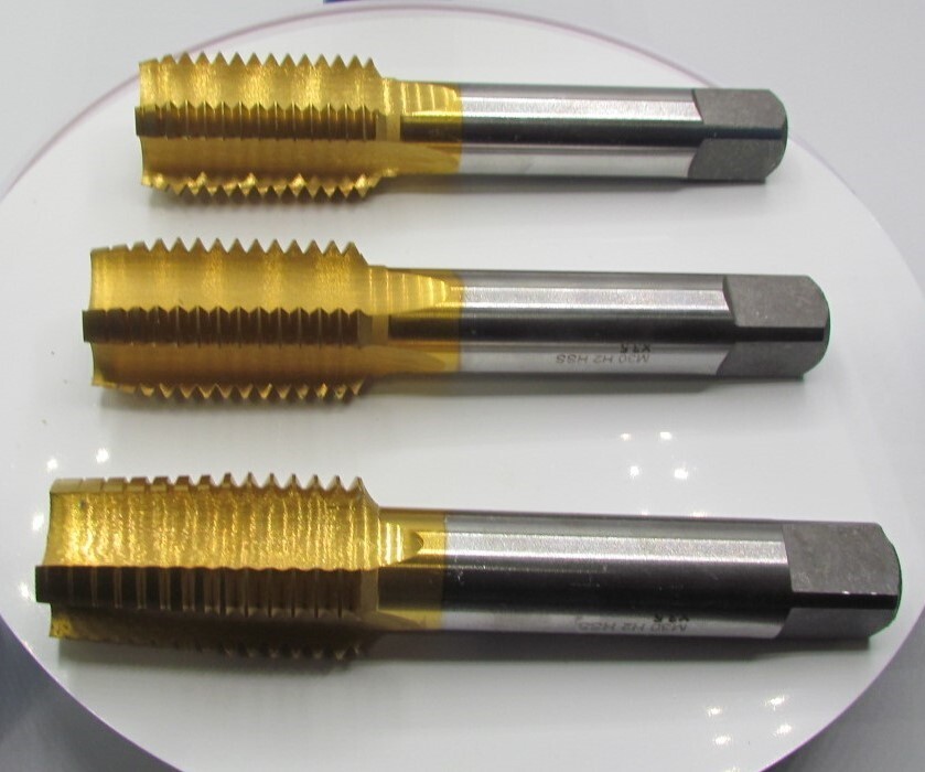 TiN Coated M30 x 3.5" Tap Set - Taper, Plug, & Bottom  3pcs - Right Hand  E