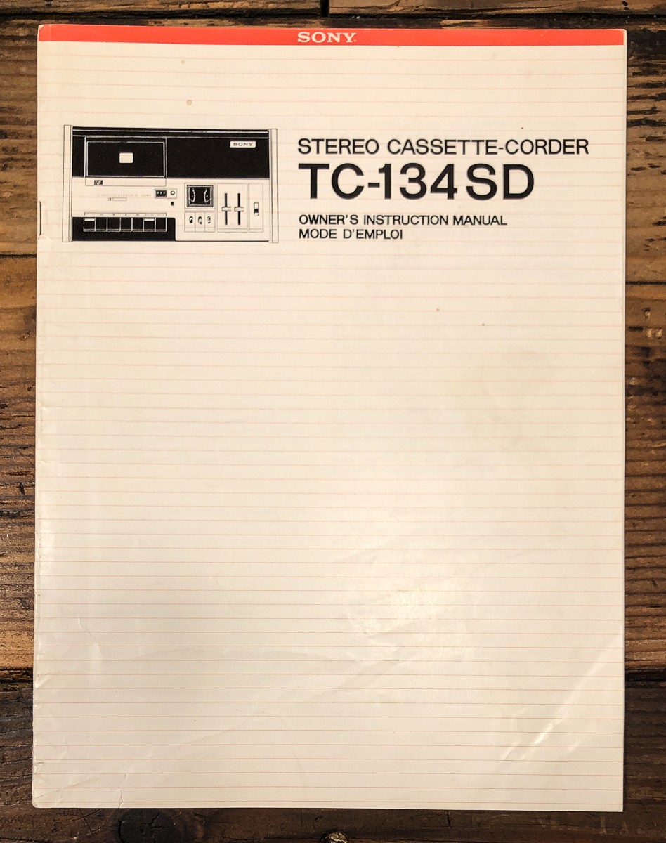 Sony TC-134SD Cassette Owners / User Manual *Original*