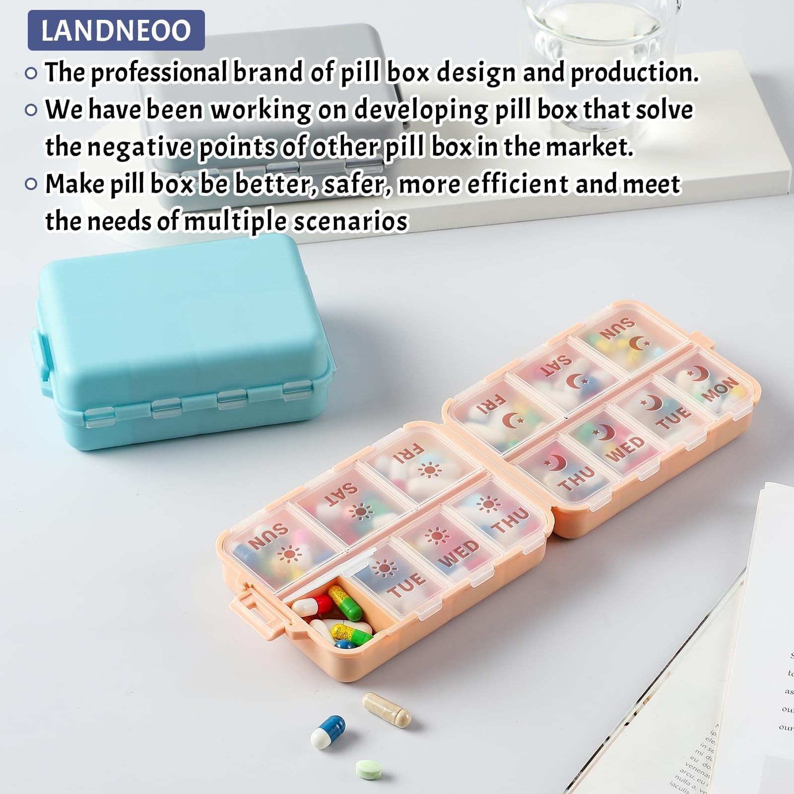 NEW Foldable & Double Protection Portable Weekly Pill Organizer 2 Times A Day...
