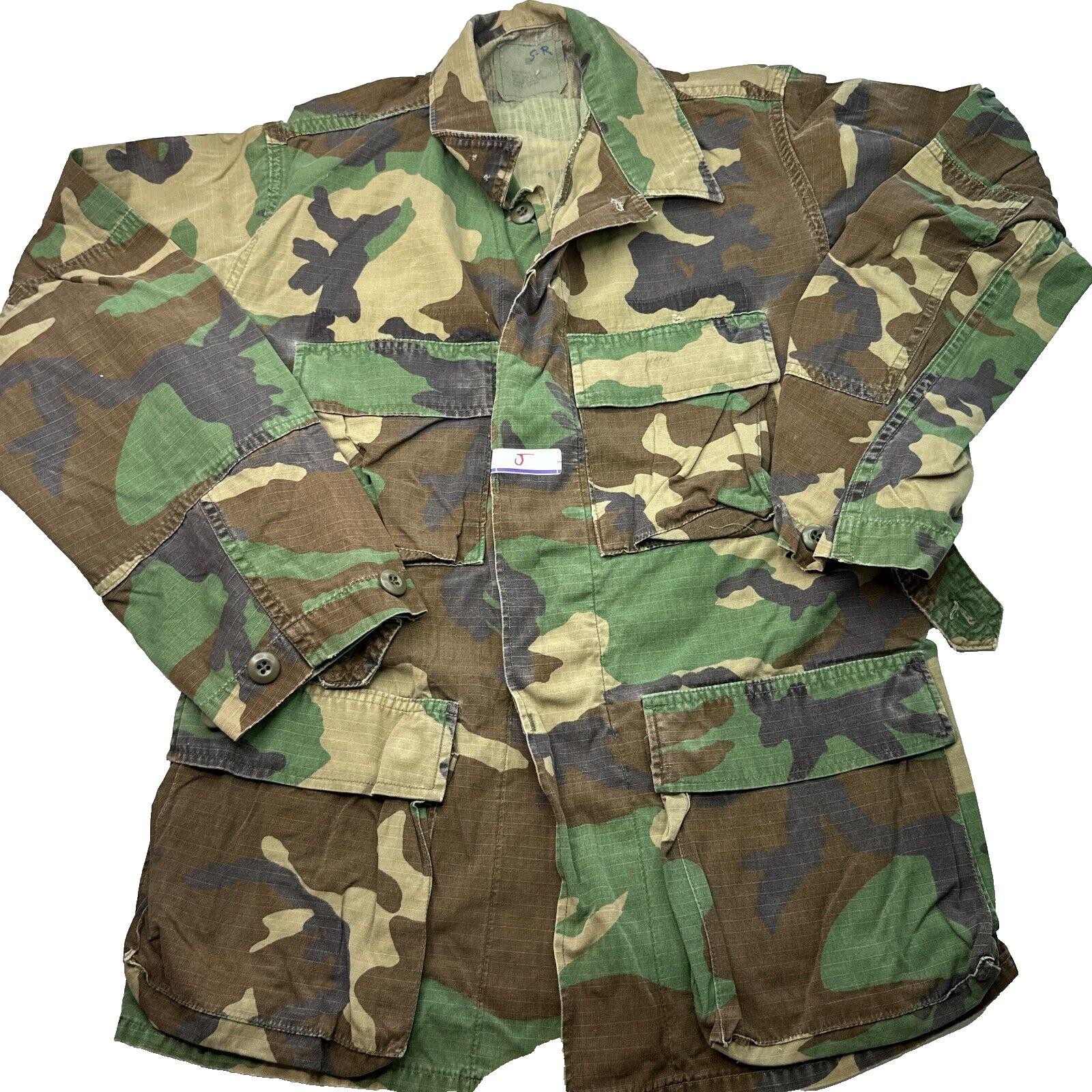 US Army Military Hot Weather Woodland Camo Combat Shirt Small 8415-01-184-1324