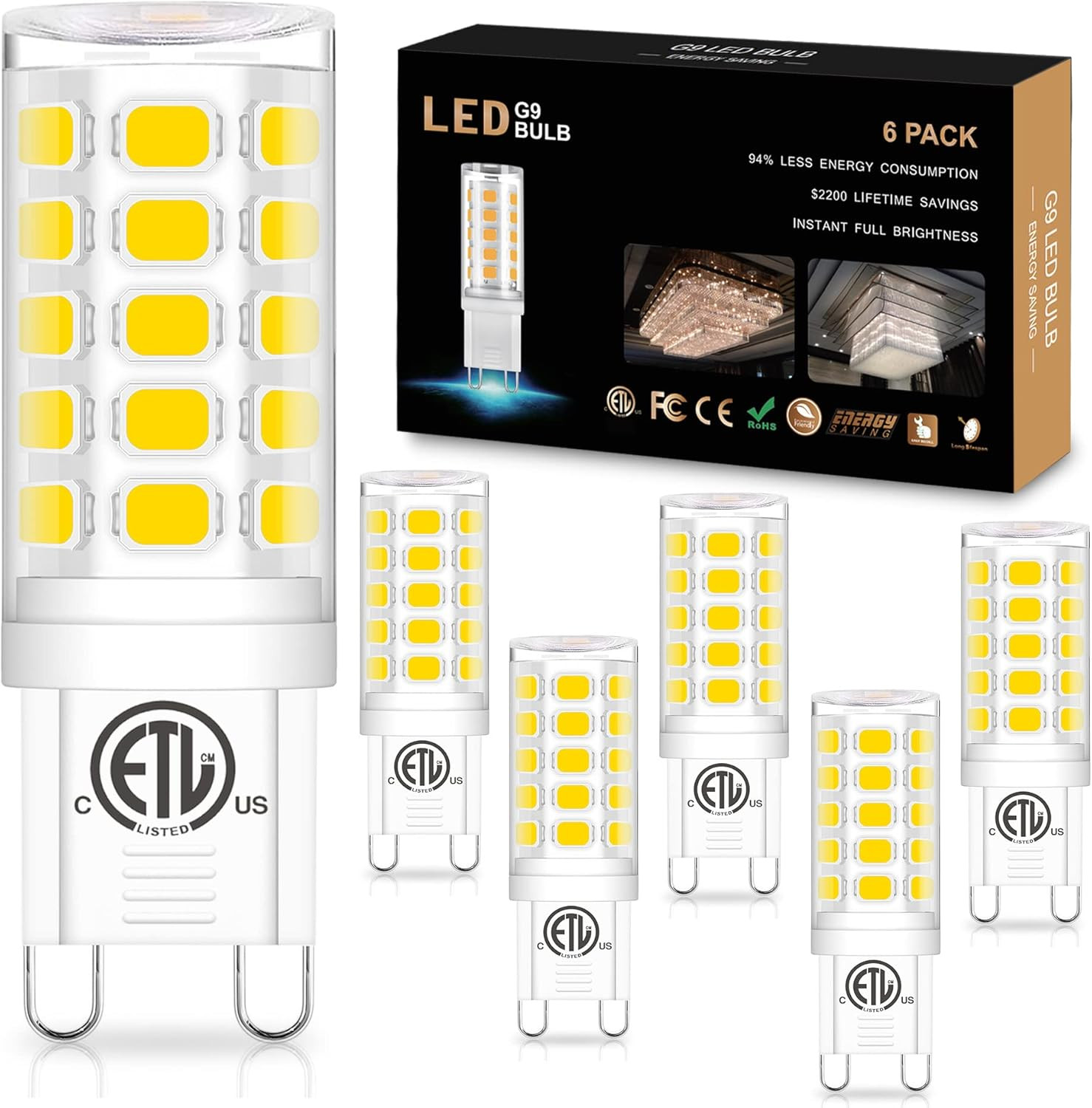G9 Led Bulb 4W(40W Halogen Equivalent), Natural Daylight White 4000K, G9 Bipin B