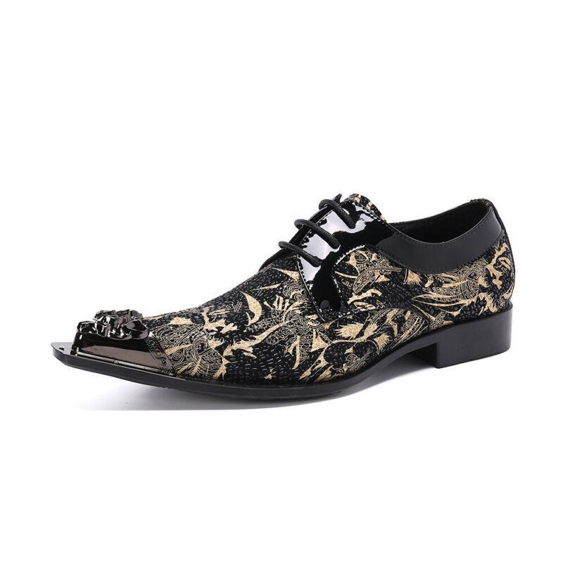 Mens Fashion Occident Satge Mental Toe Lace Up Business Formal Shoes Oxfords new