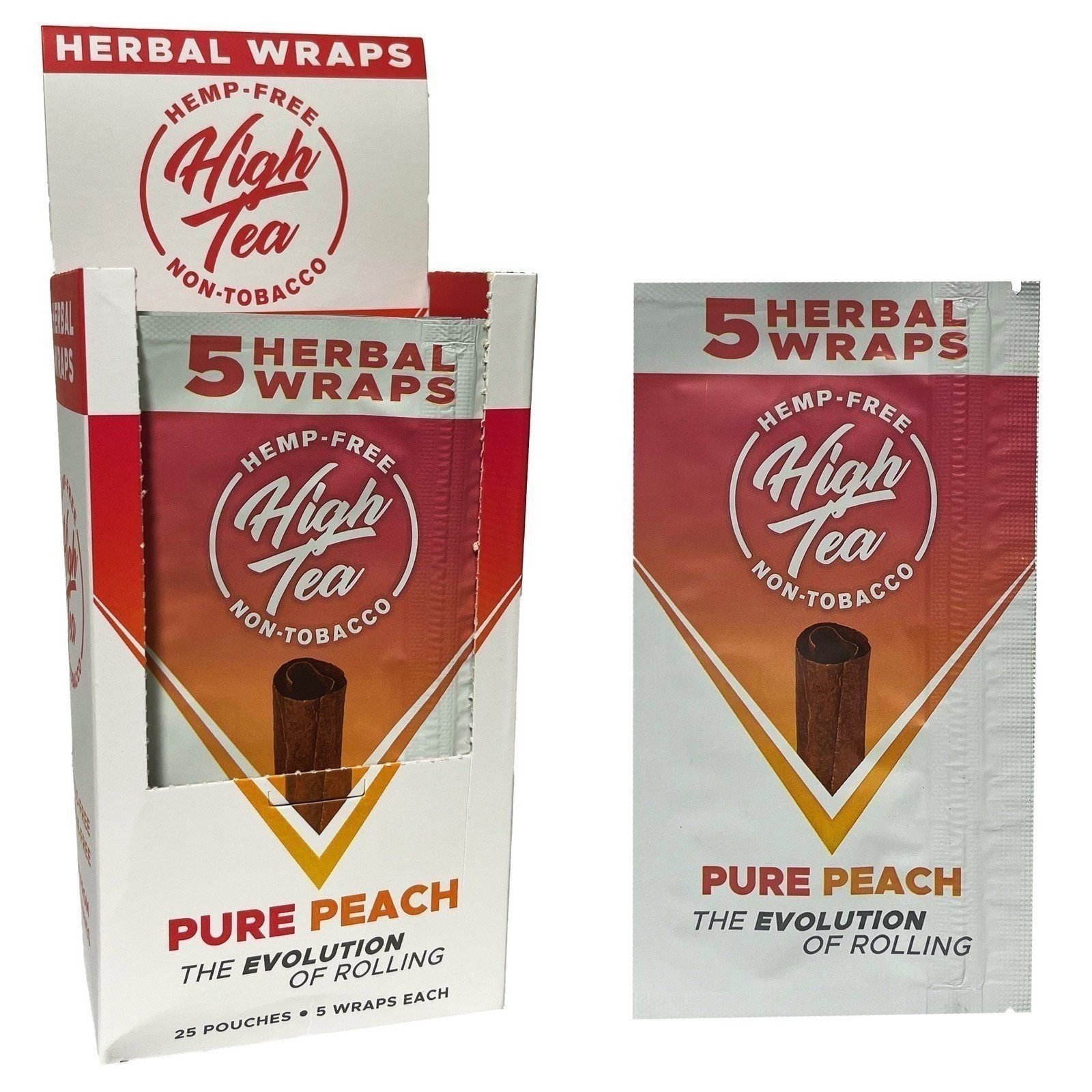 High Tea Non Tobacco All Natural Herbal Smoking Wraps - Pure Peach - 125 Self...