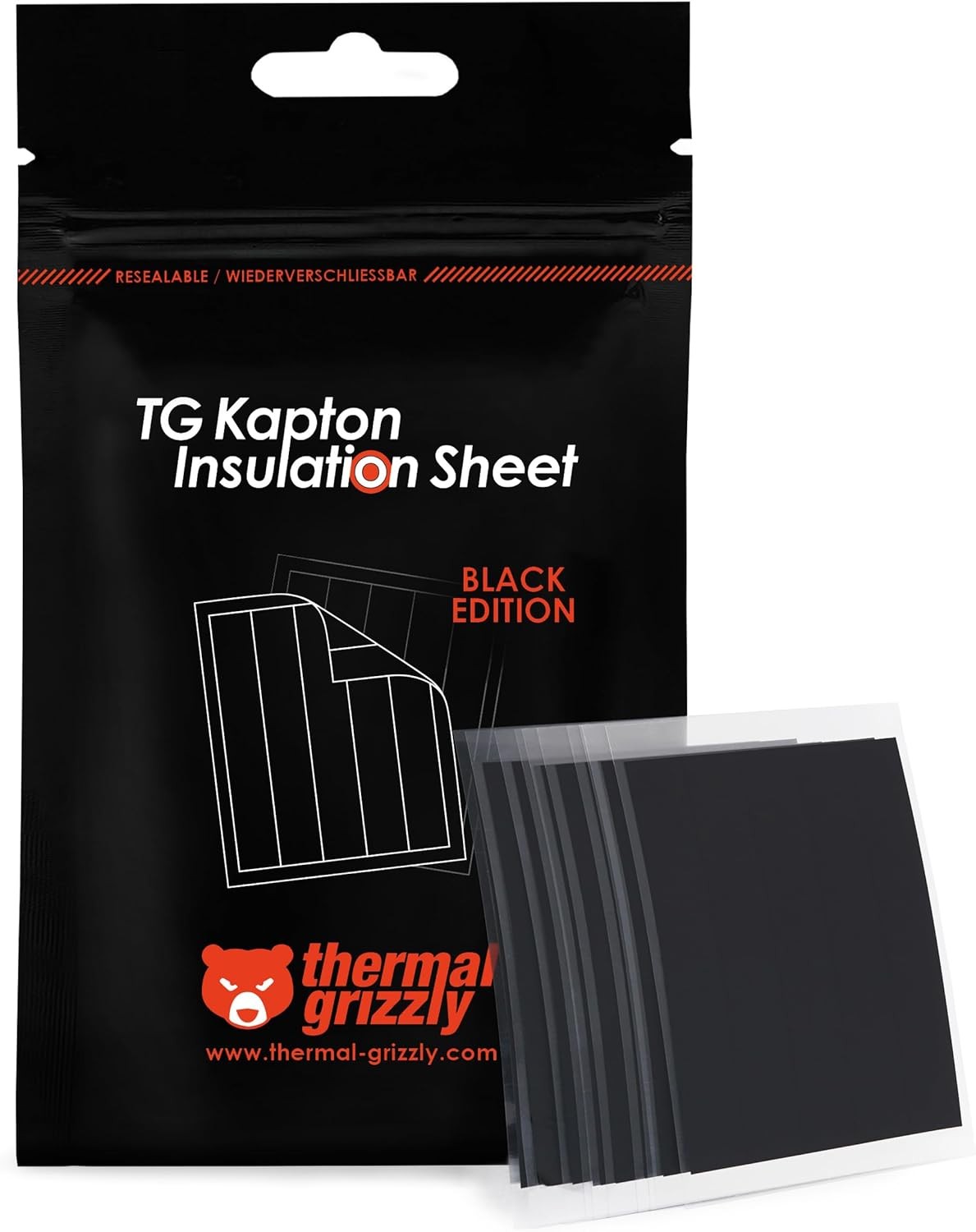 Thermal Grizzly Kapton Sheet Black Polyimide Insulation Strips 10x60mm