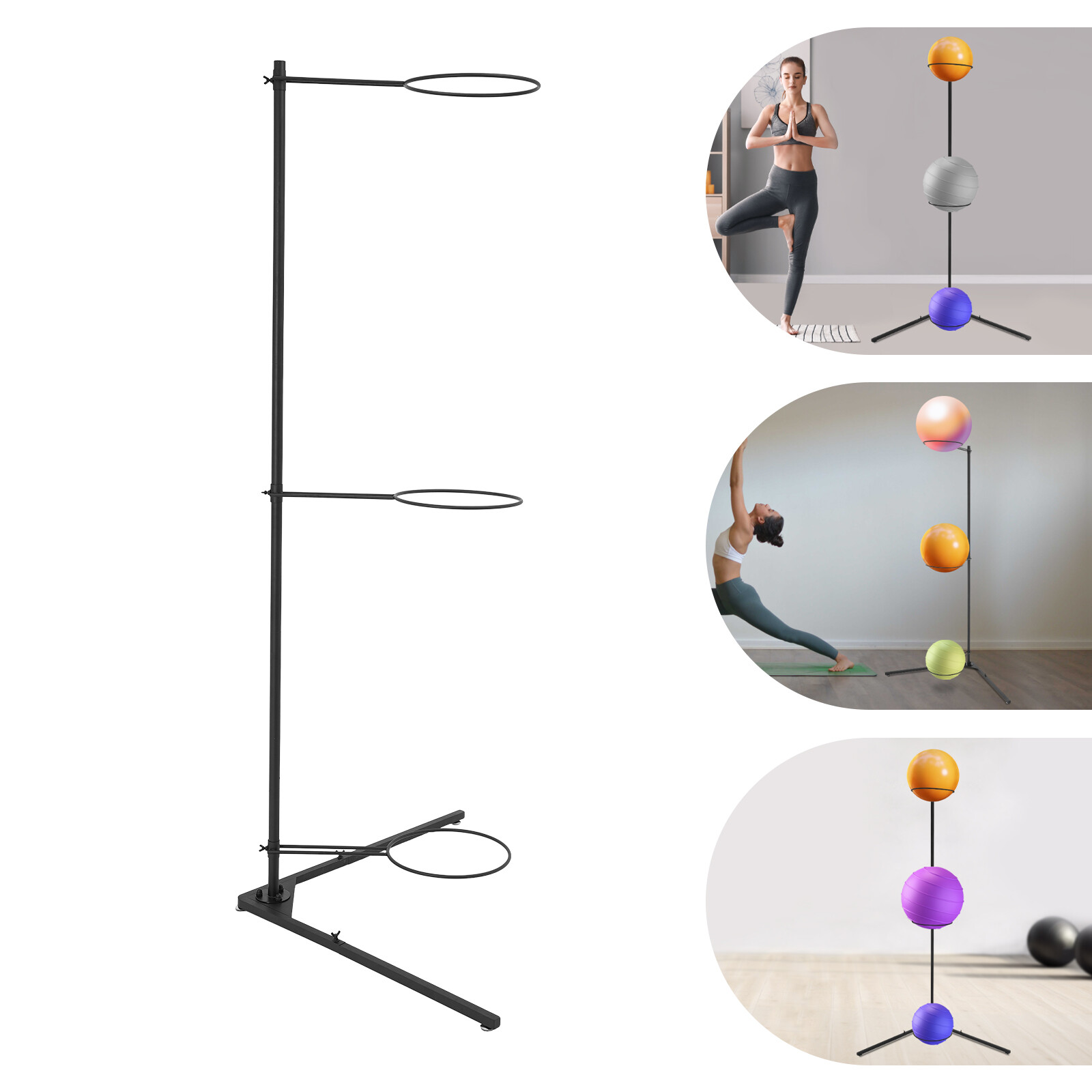 Stability Ball Rack, Exercise Ball Stand, Gym Ball Storage Stand 3 balls