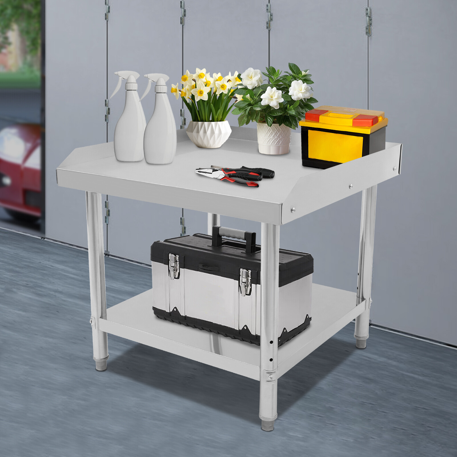 Adjustable Work Table, 30x30x26in Stainless Steel Prep Table for Kitchen,