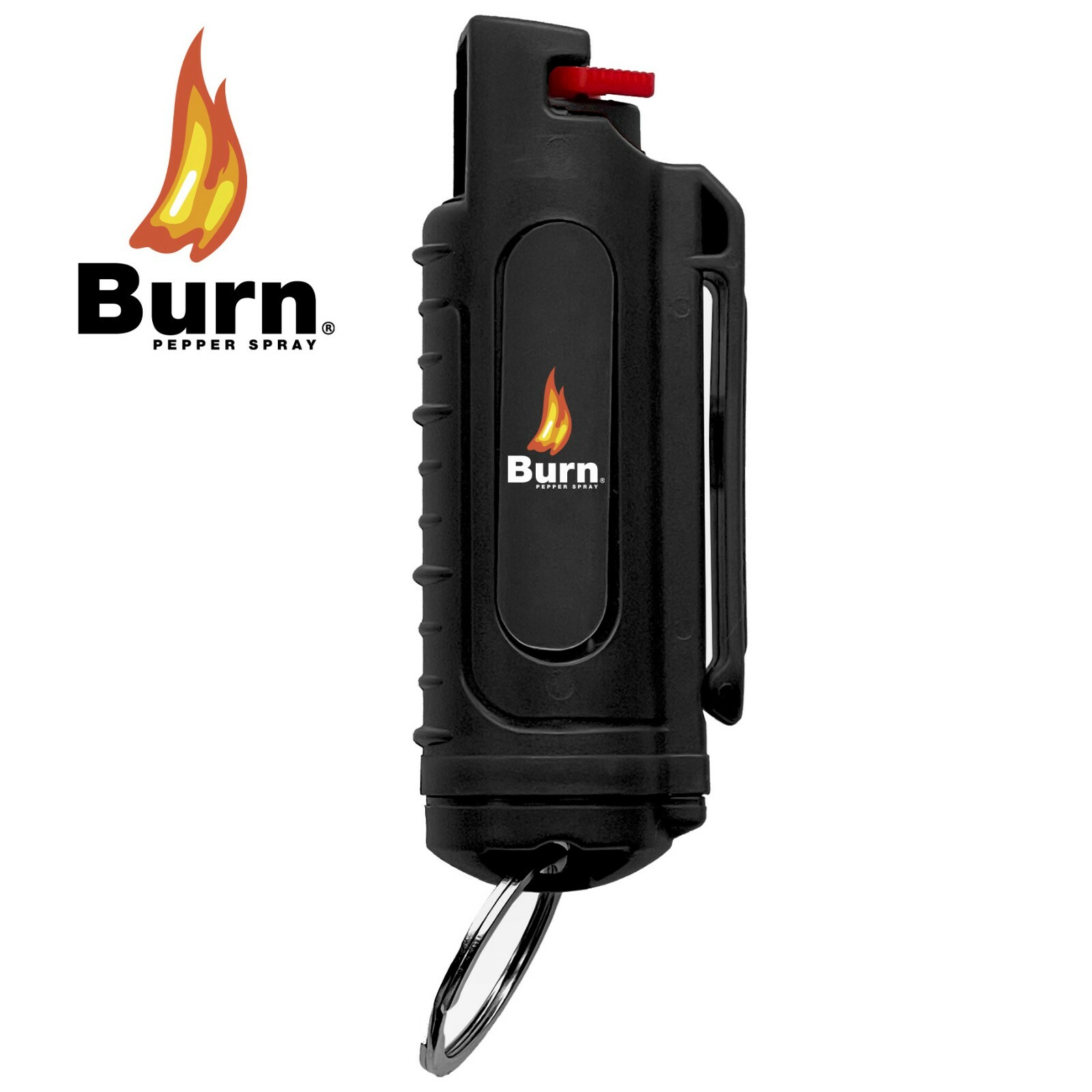 BURN Pepper Spray Keychain 0.5oz Self Defense Security Case Molded Black
