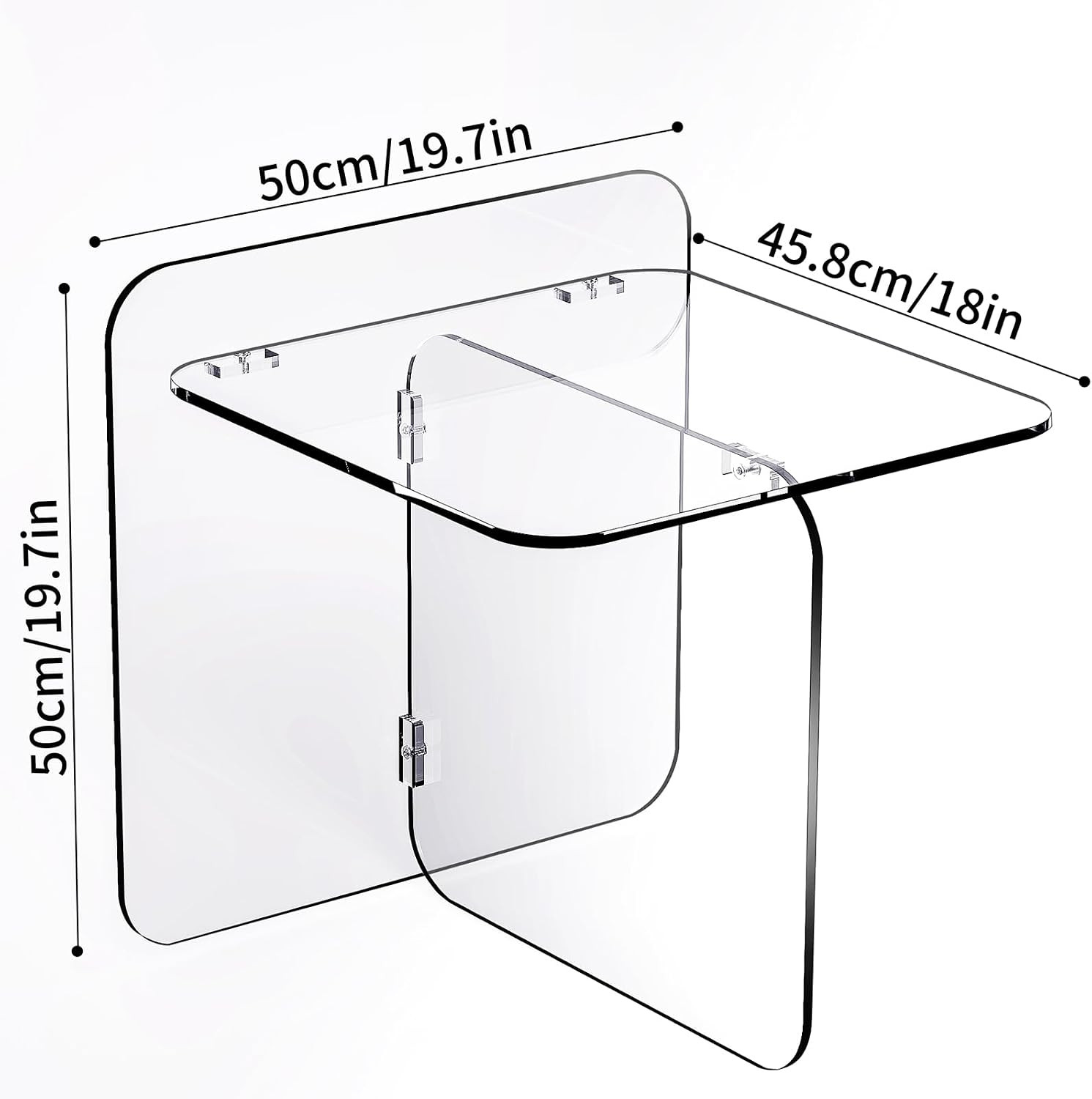 Acrylic Side Table, End Table Clear Modern Bedside Table for Bedroom Living Room