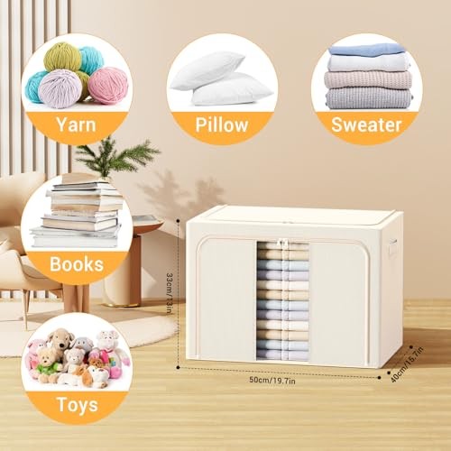 Foldable Clothes Storage Bins with Metal Frame - Foldable Clothes Organizers