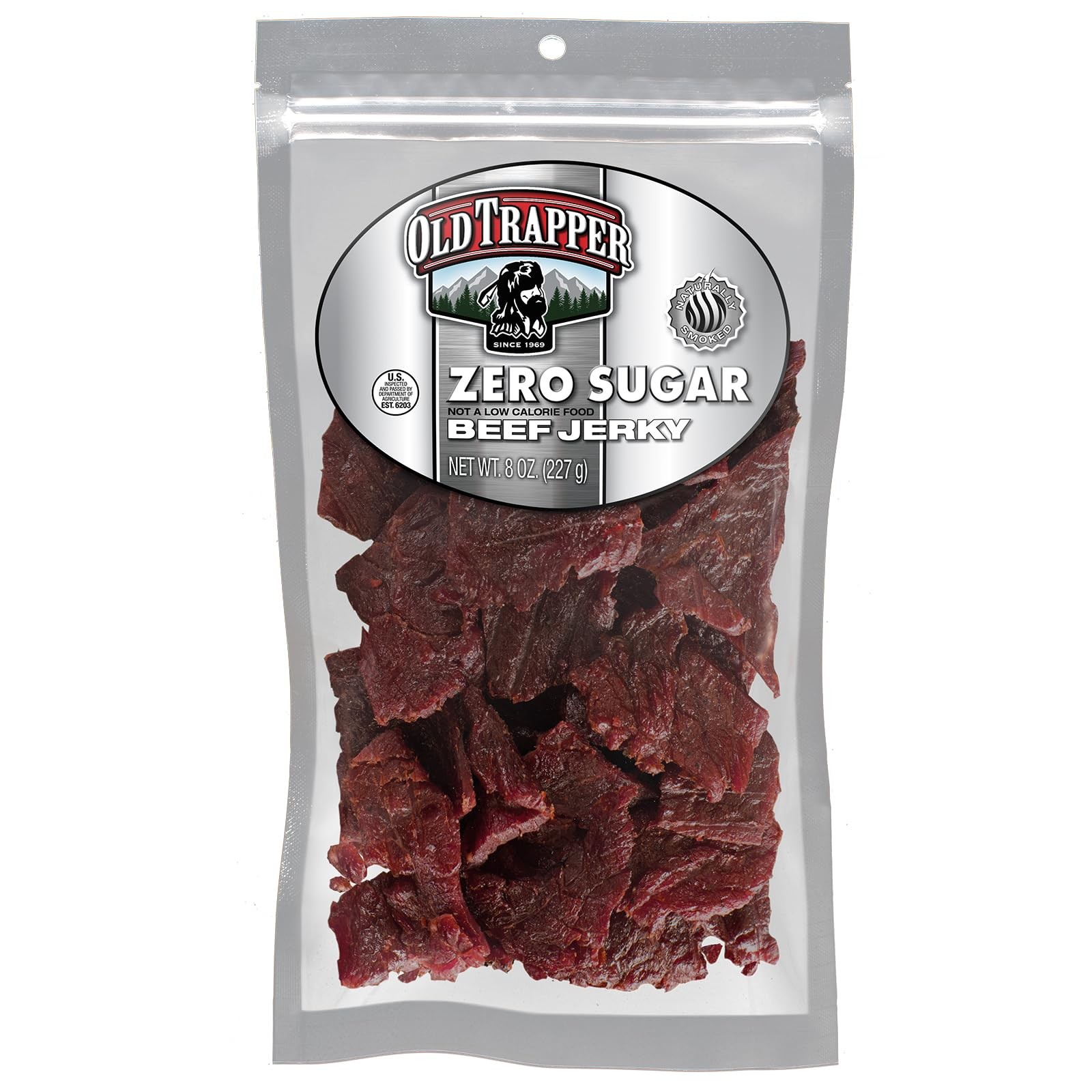 Old Trapper Zero Sugar Beef Jerky, Eight-Ounce Individual 8 Ounce (Pack of 1)