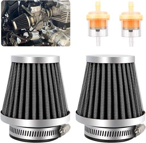 Motorcycle Air Filter 50mm with 3/16" Fuel Filter, 2-Piece Set for 70cc 100cc 11