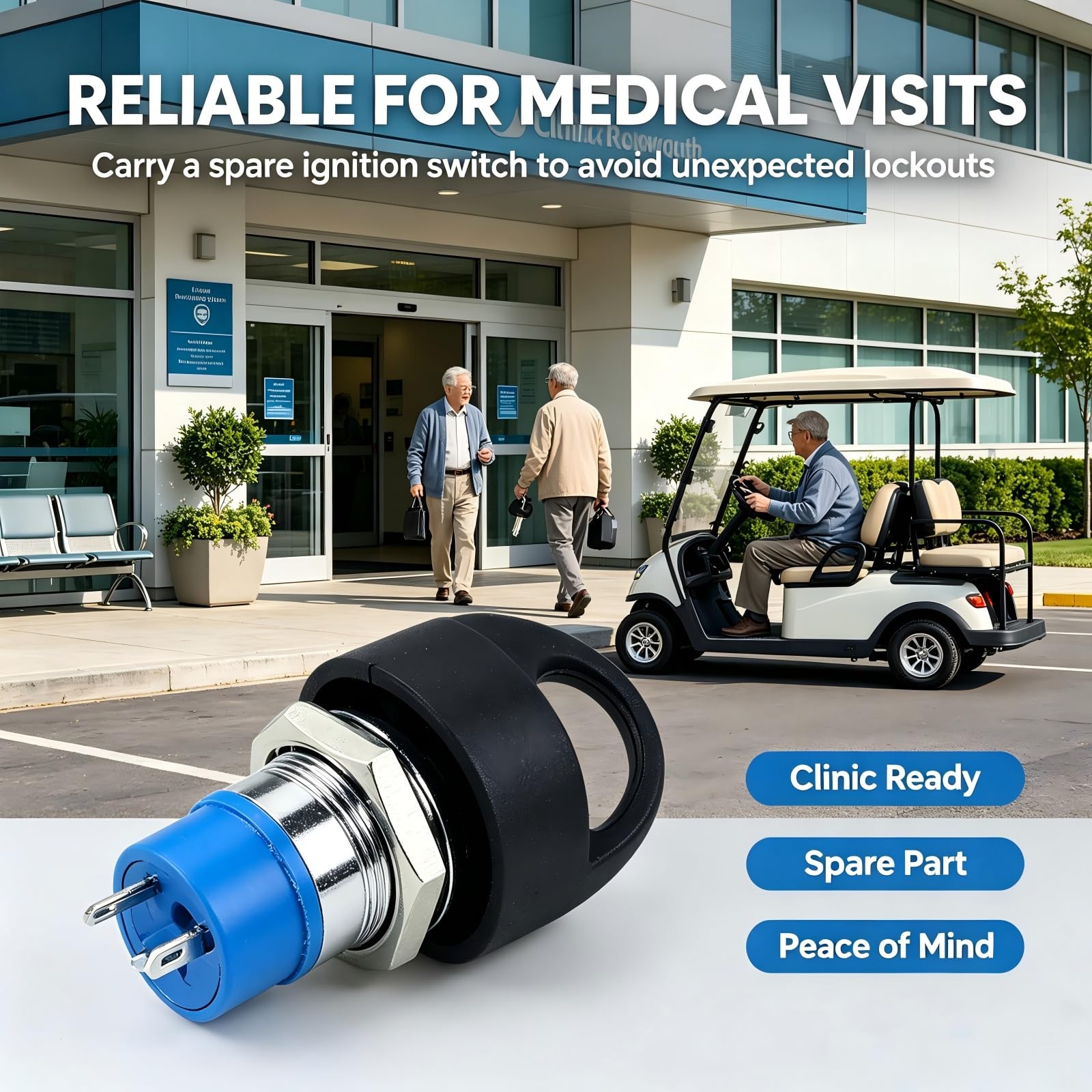 Ignition Switch with 2 Keys, Easy Pull Mobility Scooter Replacement Switch | Com