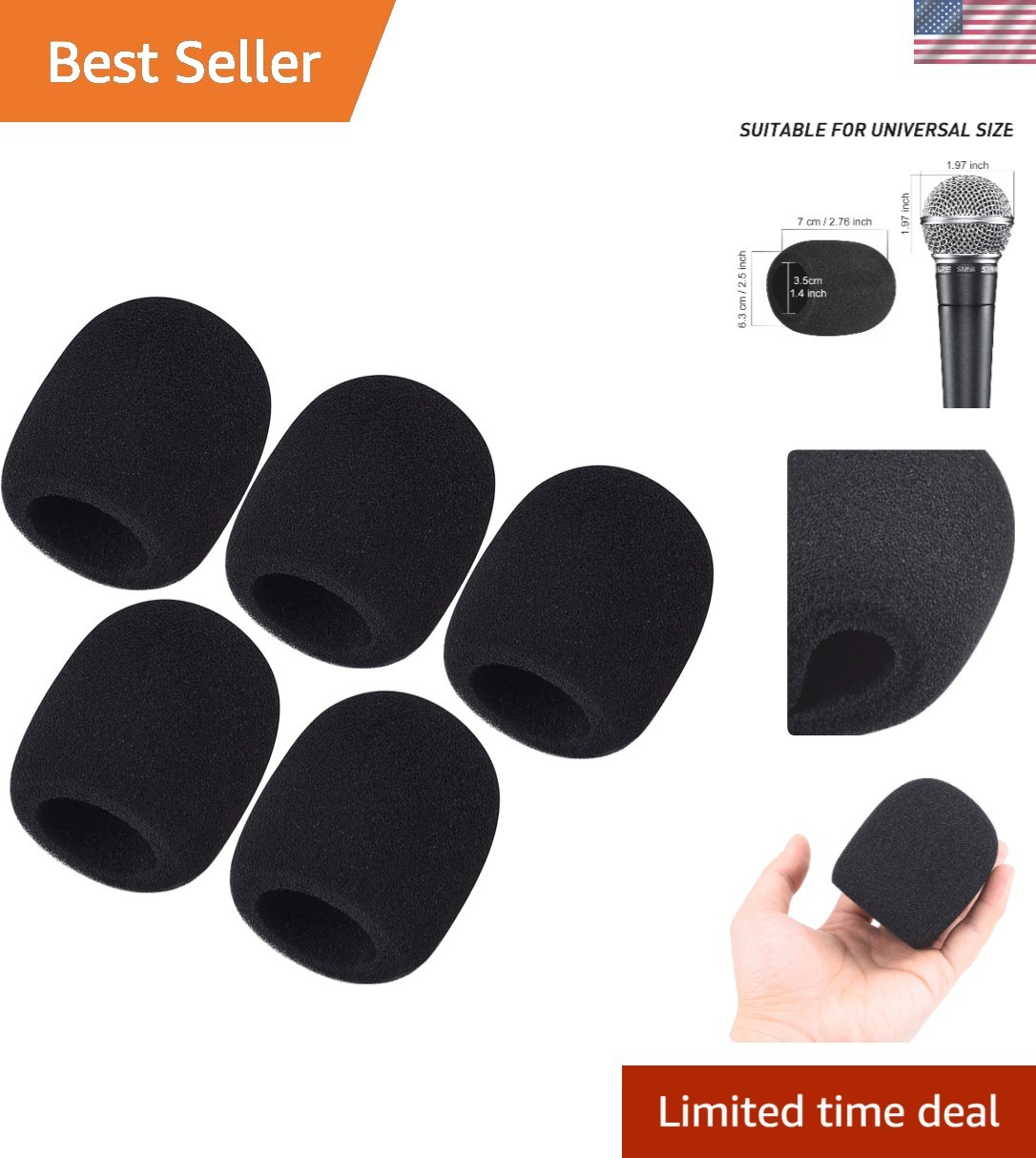Convenient 5 Pack Foam Mic Covers - Sanitary Protection for Performers