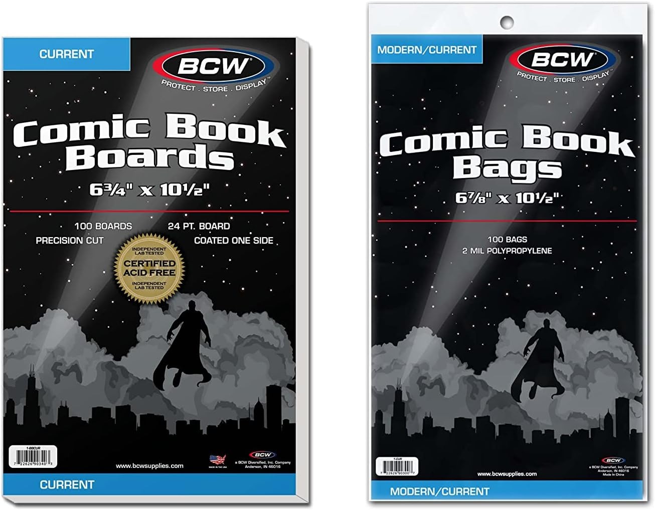 Current Comic Boards and Bags Combo 100 Polypropylene & Backer Acid-Free