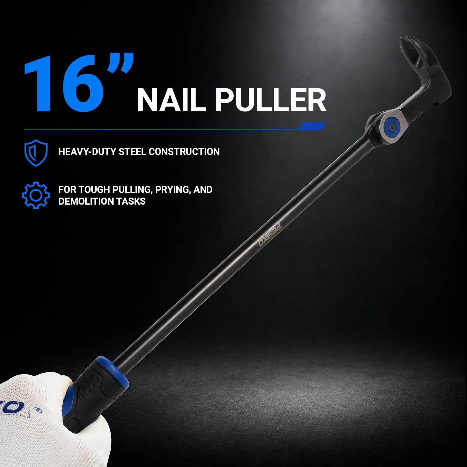 16" Nail Puller Pry Bar, Indexing Crowbar Multi-Angle Wrecking Bar
