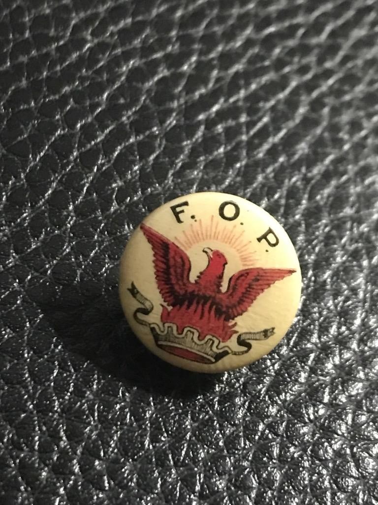 Vintage cufflink  - F.O.P. - with a Red Eagle.  #44099