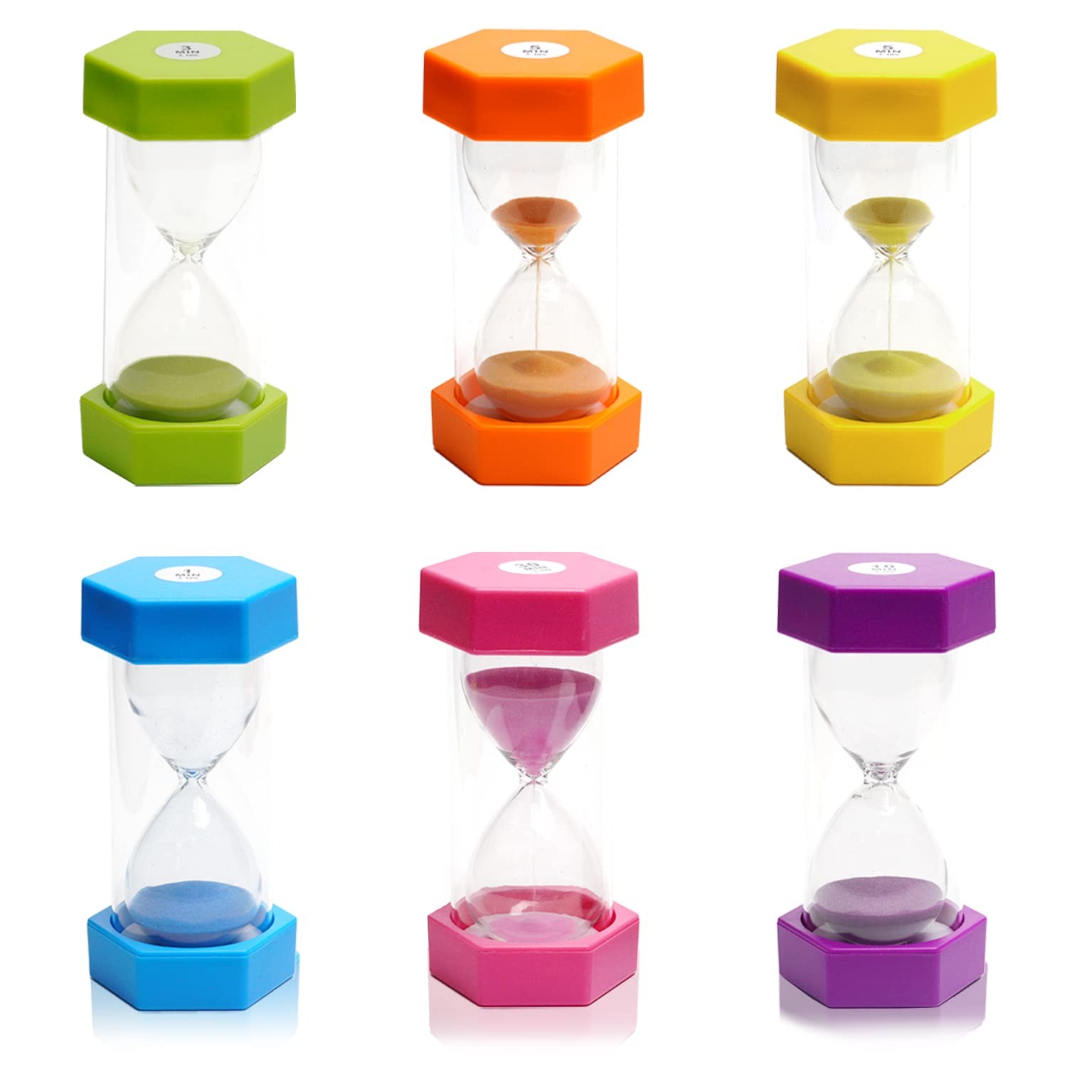 6 Pcs Colorful Hourglass Sandglass Timer Sand Clock 6