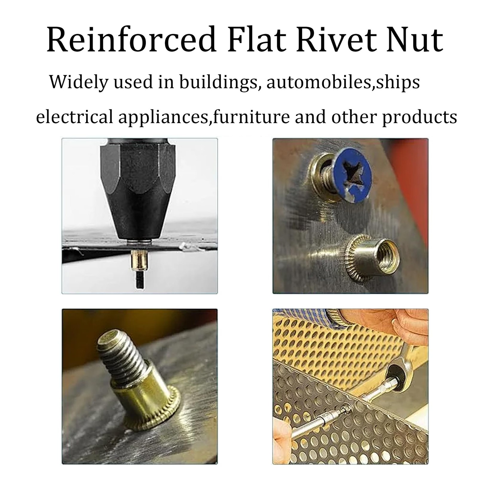 100 PCS M3 Rivet Nuts Zinc Plated Carbon Steel Threaded Insert Flat Head Kit