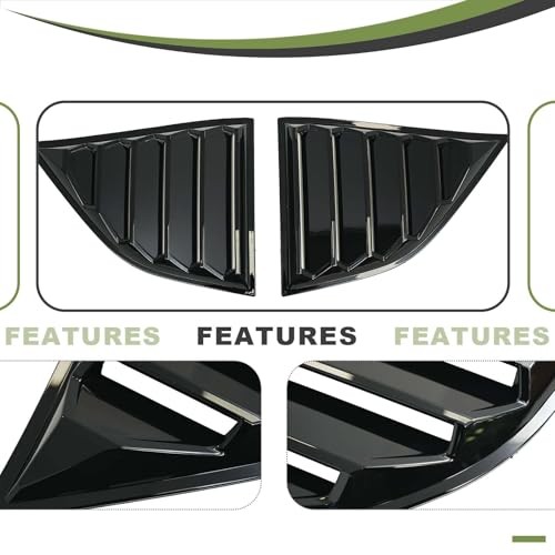 Classic Quarter Window Louvers Compatible with Side Window Louvers Gloss Black