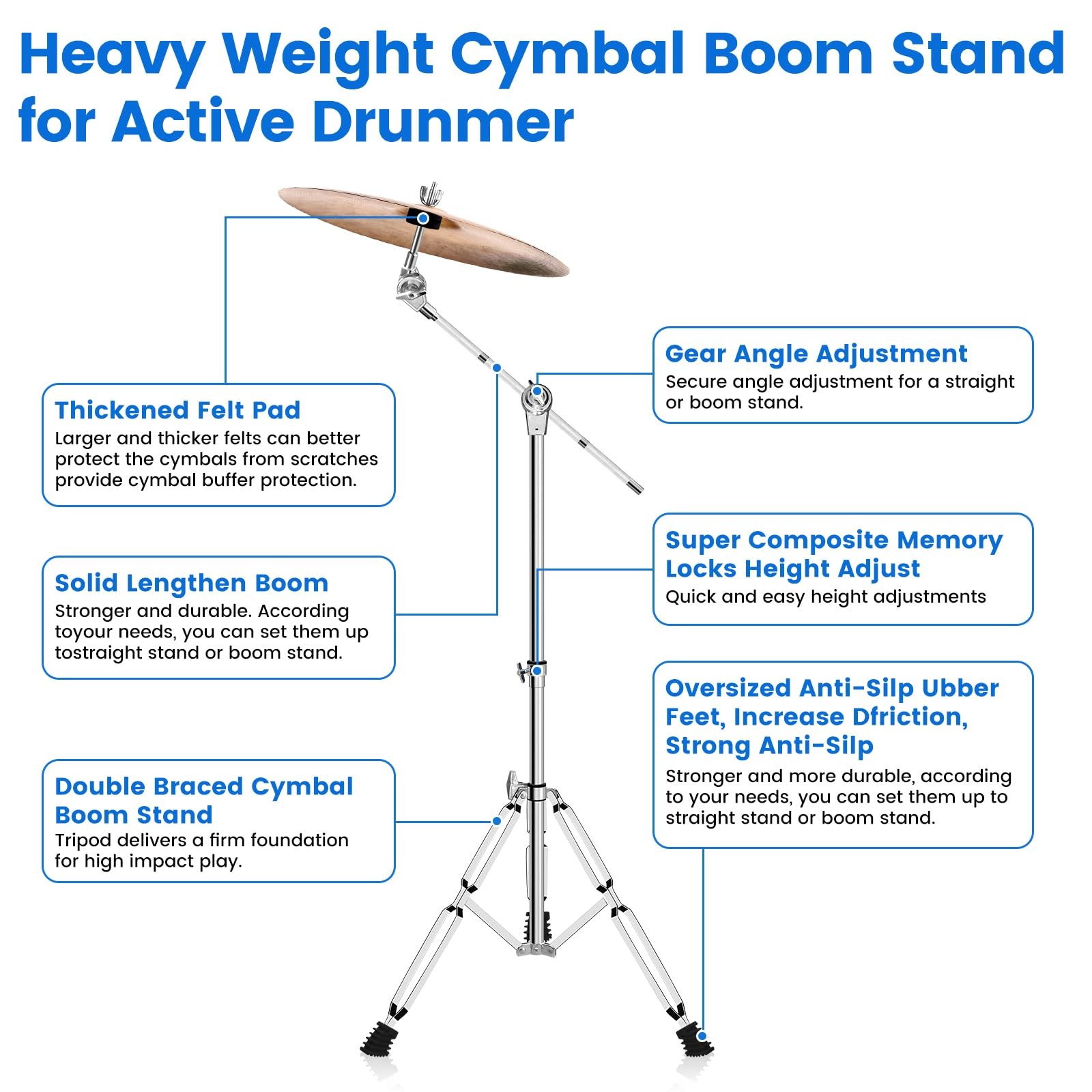Cymbal Stand, Adjustable Cymbal Stand for Drum Hardware Percussion Mount Hold...