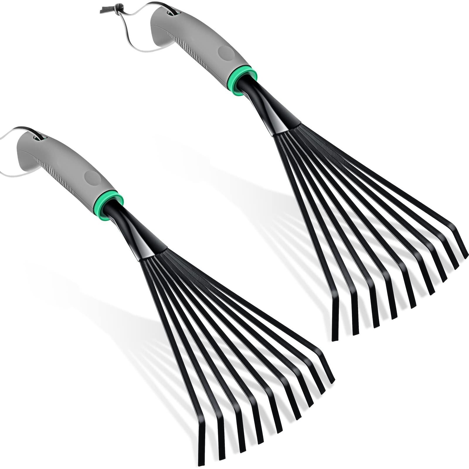 2 Pcs Gardening Hand Rake Stainless Steel Hand Tiller Small Garden Rake for G...