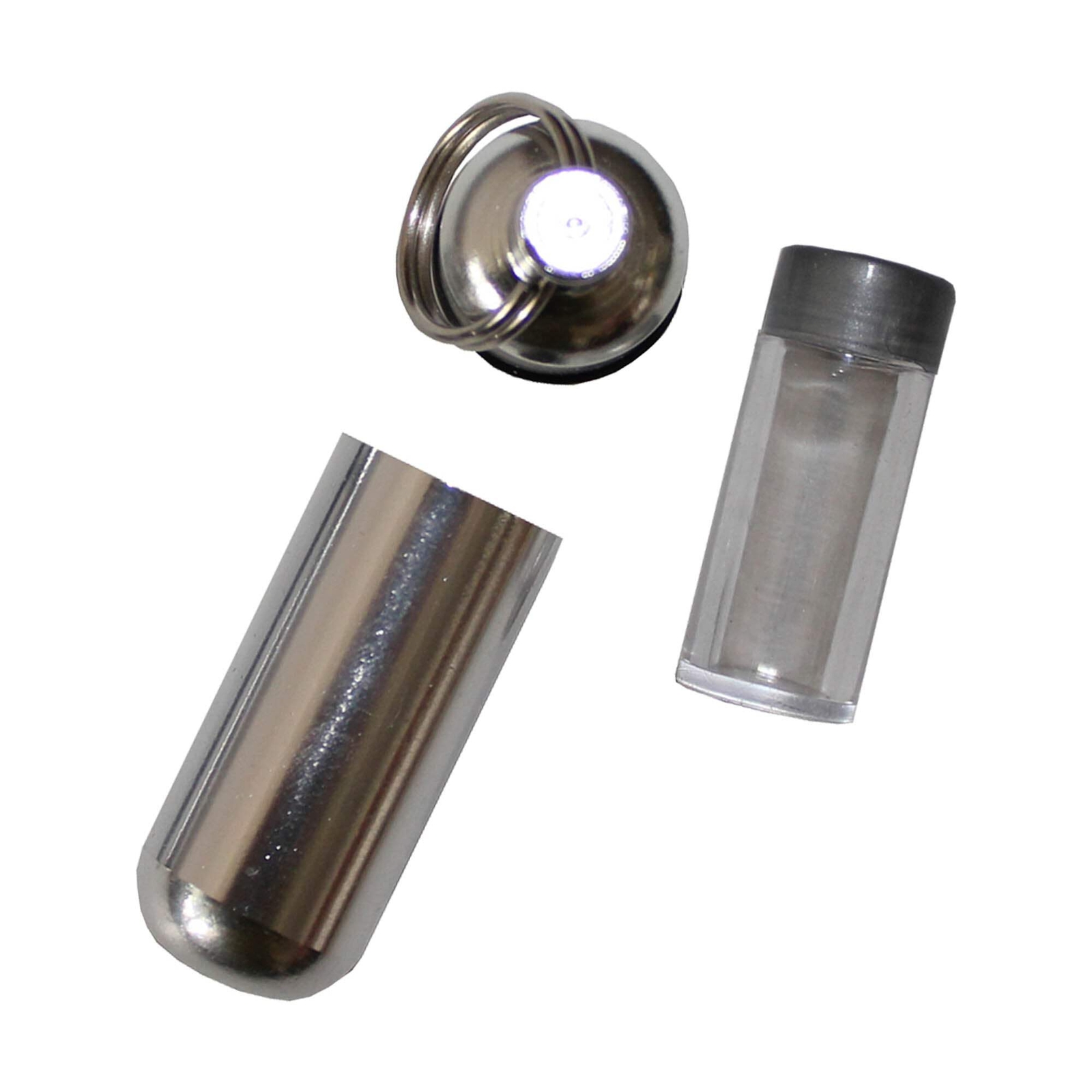 10 Pack Aluminum Pill Shape Case Keychain ID Holder Pet Ashes Urn Silver Metal