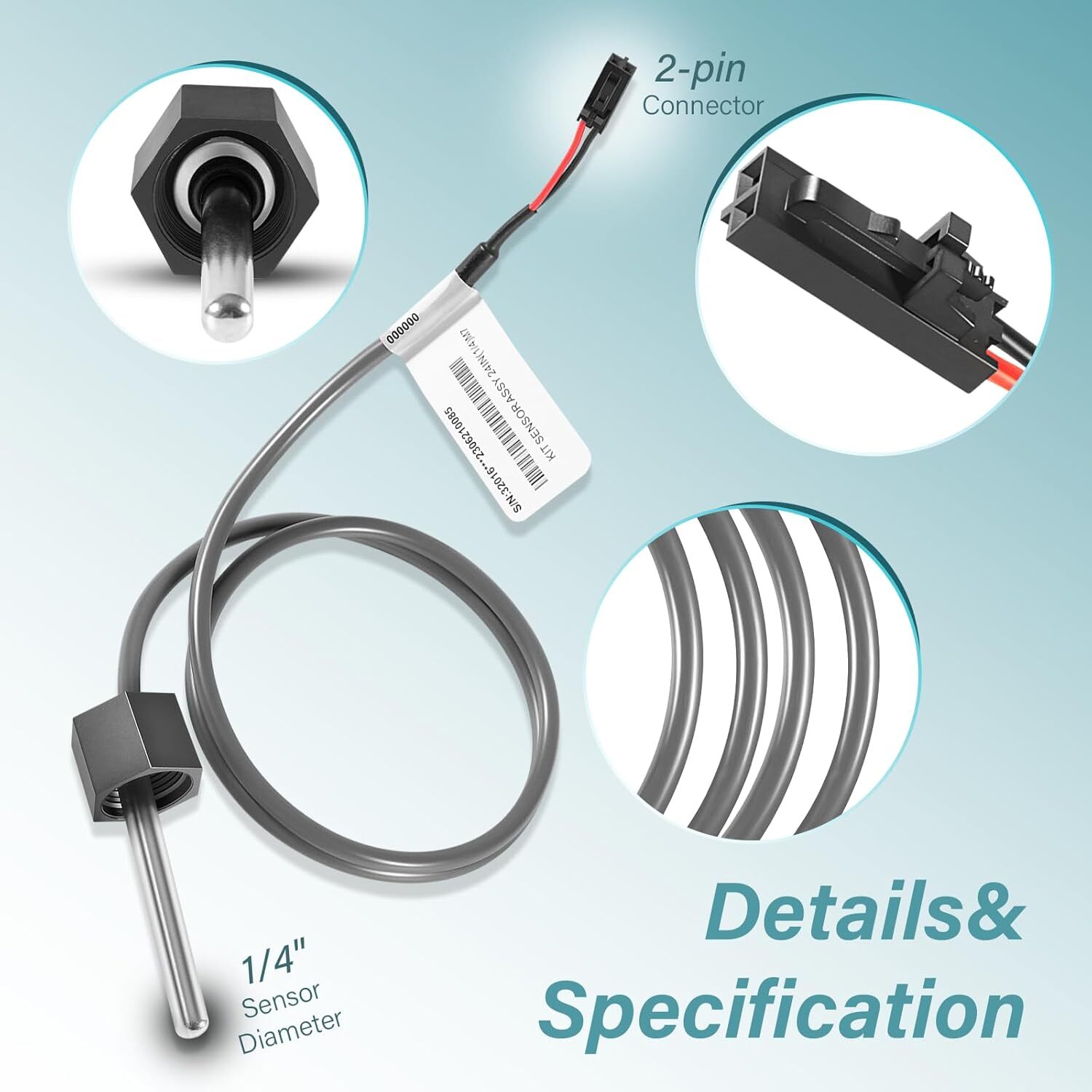 for Balboa M7 Sensor Temp/Hi Limit Sensor Dual Purpose Sensor Temp 1/4" Sensor