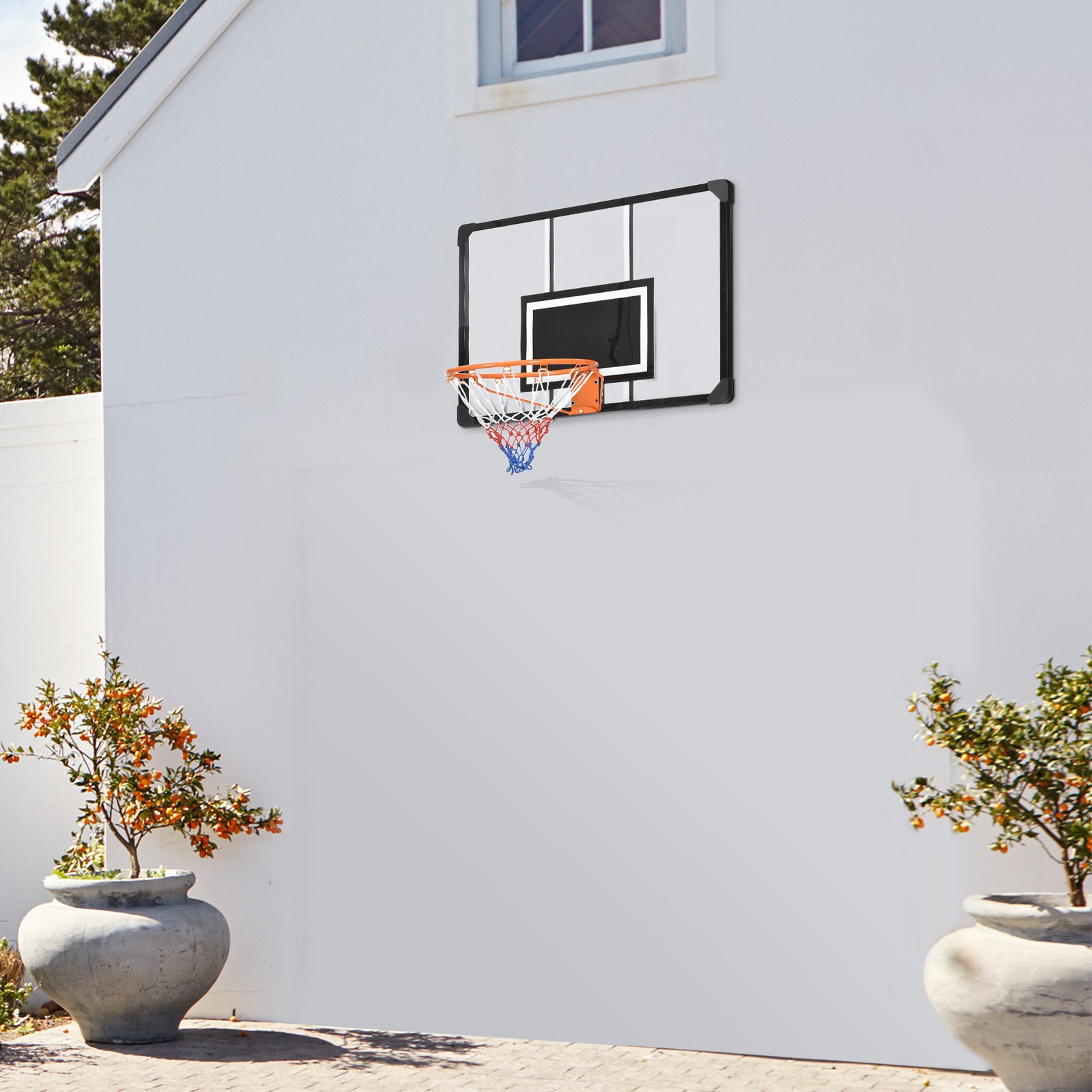 Wall Mount Basketball Hoop 45" x 29" Shatterproof Backboard Steel Rim