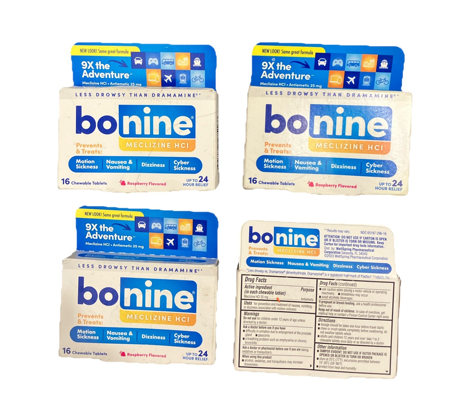 Bonine Motion Sickness Protection Chewable Tablets 16 Tablets Nausea 4 Pack
