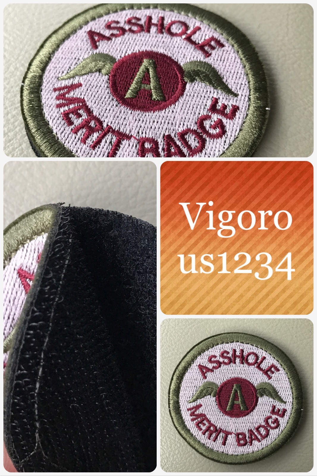 REDWING A**HOLE MERIT 2.5" Embroider Hook/Loop Badge Red Patch