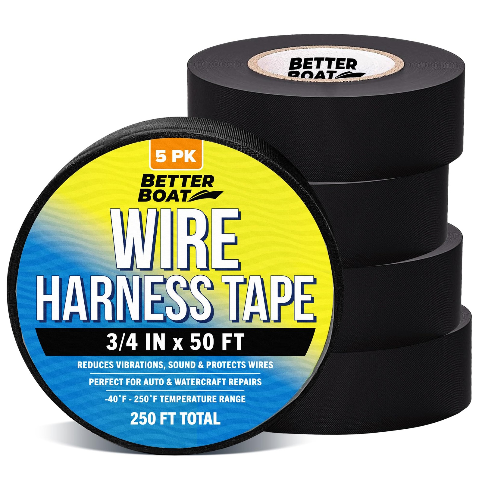 5pk Wire Harness Tape, Heat Resistant Loom Fabric Wrap, High-Temperature Clot...