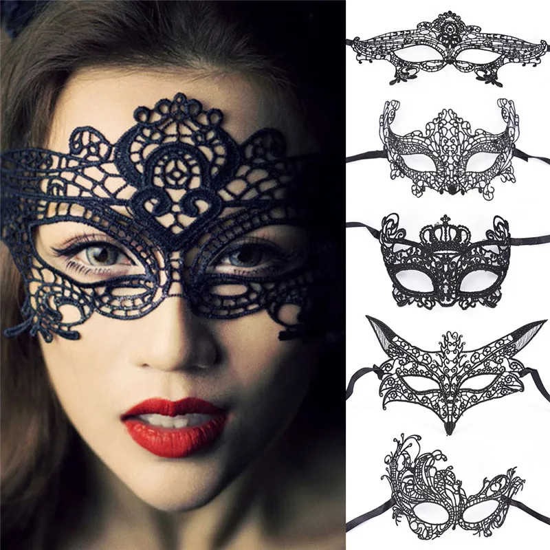Sexy Black Lace Hollow Mask Goggles Nightclub Queen Female Cutout Eye Masks