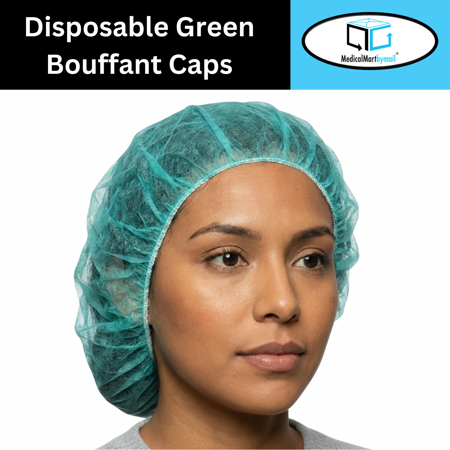 Bouffant Cap Disposable Green Polypropylene Medical Kitchen 24 Inch 1000 Pieces
