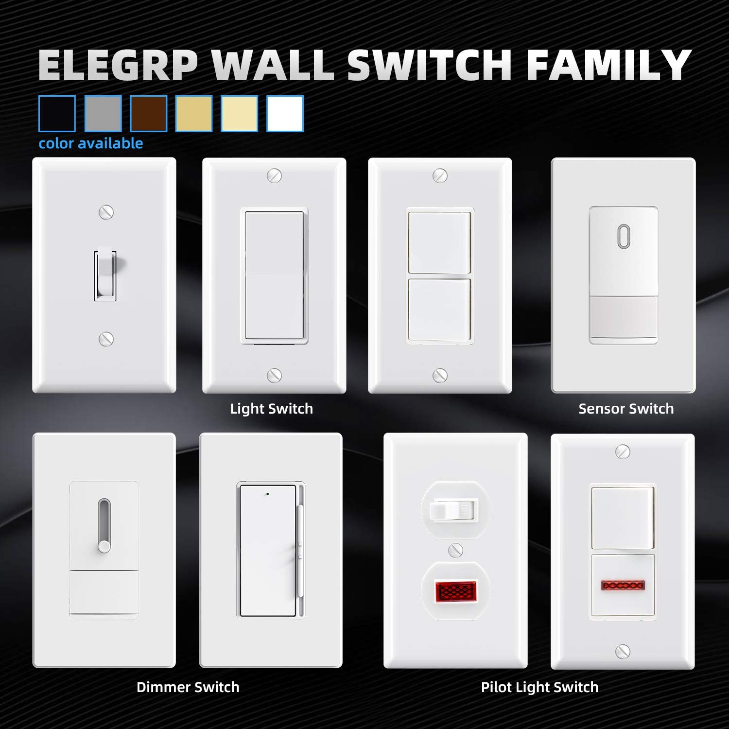 3 Way Toggle Light Switch, 15 Amp, 120 V, Toggle Framed AC Quiet, in Wall On/...