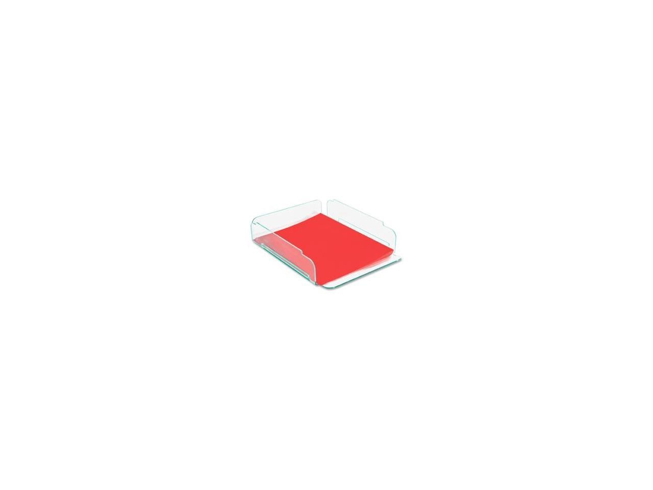 Lorell Single Stack Letter Tray 10"x13-1/4"x2-1/2" CL/GN Acrylic 80654