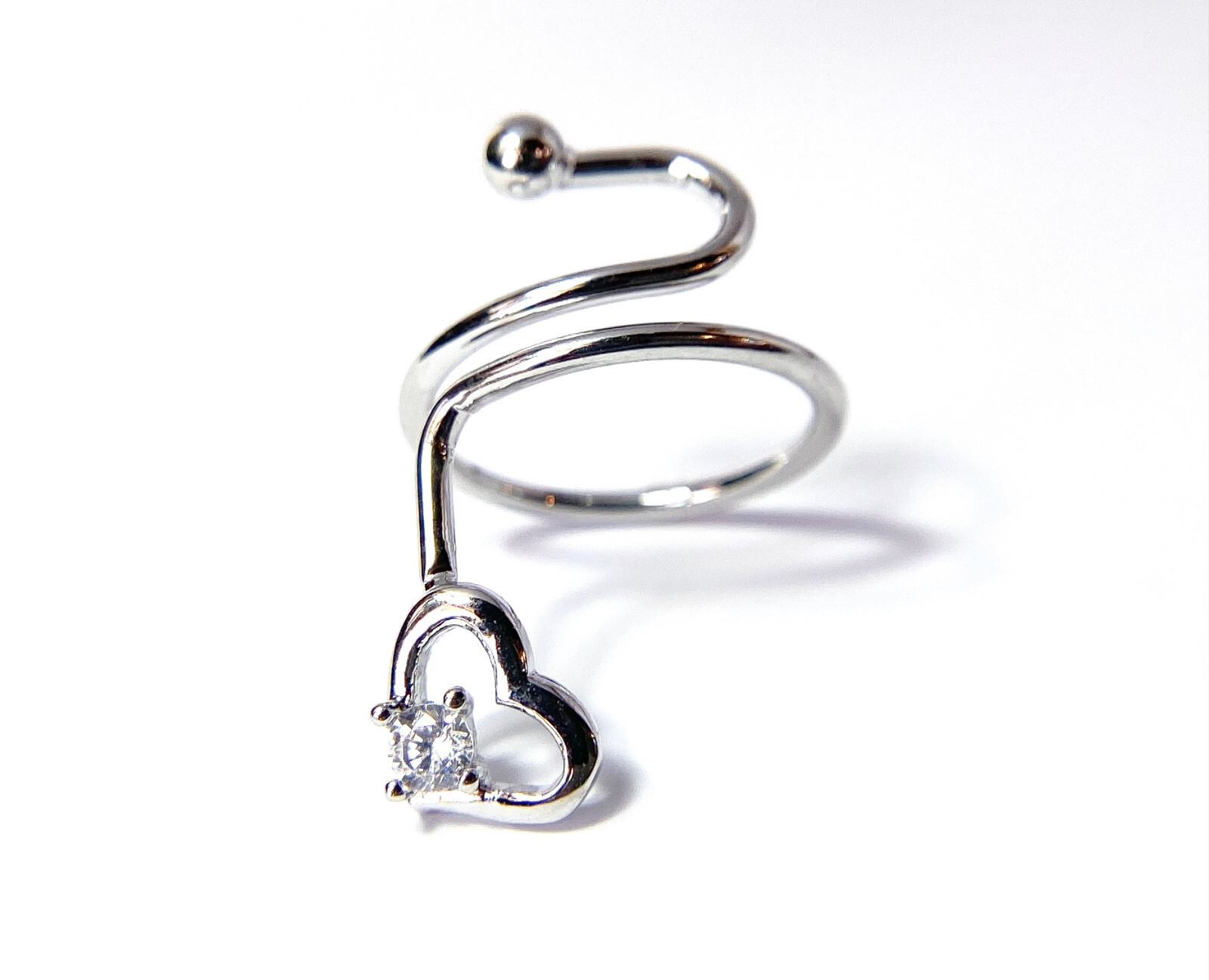 Heart Single CZ Gem Adjustable Nail Ring / Toe Ring Jewelry