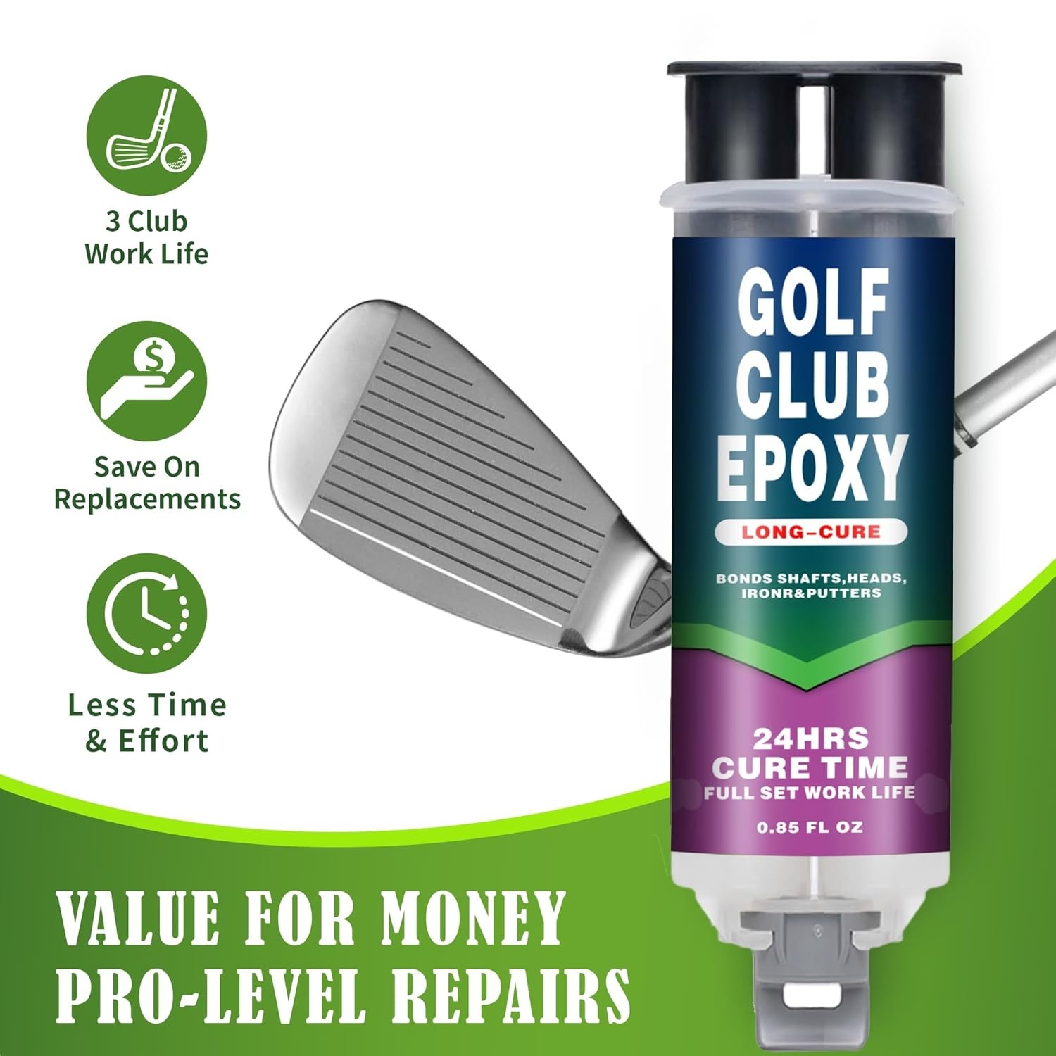 Tylove Pro Strength Golf Club Epoxy -2-Part Epoxy Glue Adhesive (Fast+Long Cure)