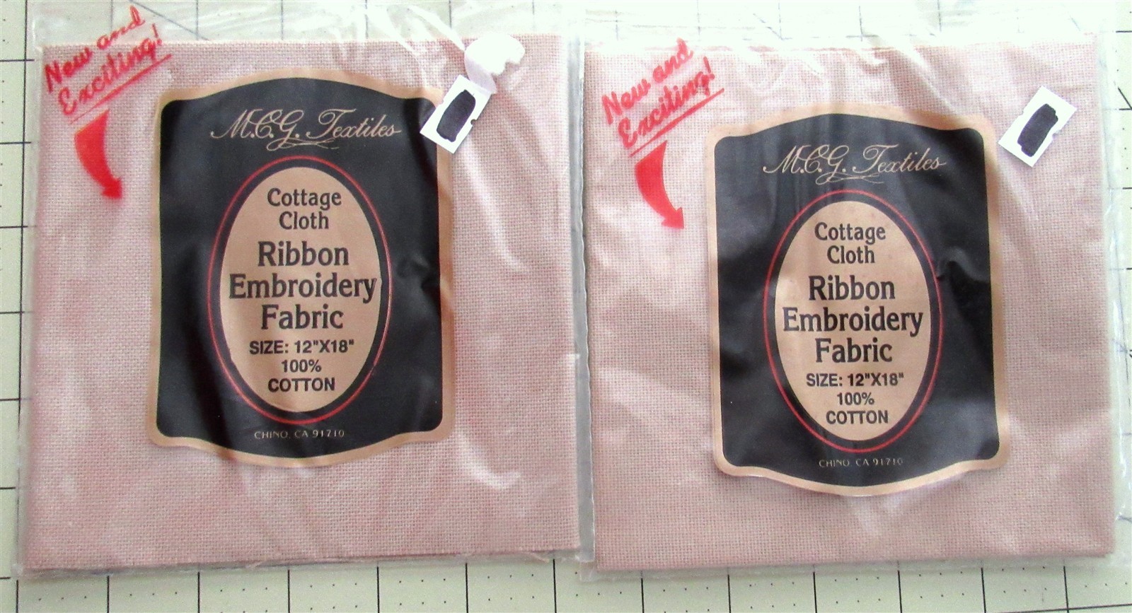 2 pkg MCG Textiles Cottage Cloth Ribbon Embroidery Cross Stitch Fabric 12" x 18"