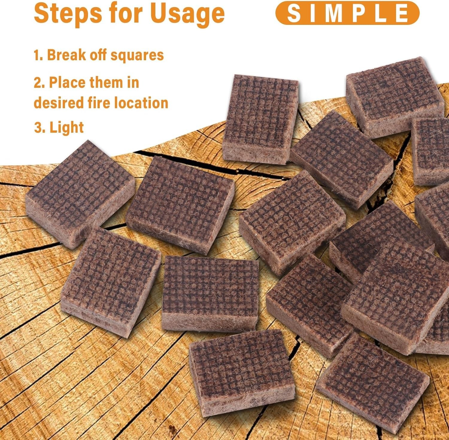 Fire Starter Squares 64, Odorless Fire Starters for Fireplace, Camping