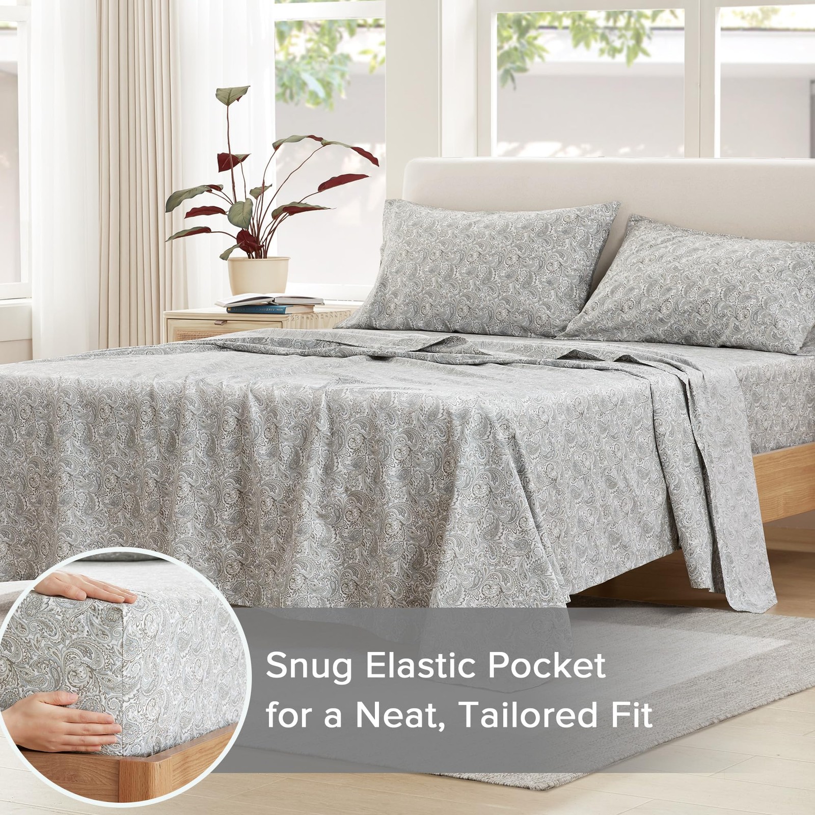 Comfort Spaces 100% Cotton Sheet Set Breathable, Lightweight, Soft with 14 Elast